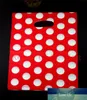 Großhandel 50 teile/beutel Weiß Runde Punkte Rosa Kunststoff 25x35 cm Einkaufen Schmuck Verpackung Kunststoff Geschenk Tasche Mit Griff