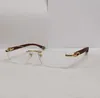 Gold Wooden Rimless Eyeglasses Frames for Men Classic Glasses Transparent Frameless Eyewear with Box