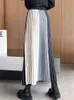 Surmiitro Sonbahar Kış Rengi Patchwork Örgü Midi Uzun Pileli Etek Kadın Kore Orta Uzunlukta Yüksek Bel Bir Çizgi Etek Kadın 211120