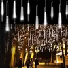 30 cm / 50 cm LED Meteor Duş Garland Tatil Şerit Işık Açık Su Geçirmez Peri Işıklar Bahçe Sokak Noel Dekorasyon için 211122
