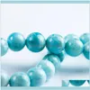 Beaded Jewelryheaded Strands 10mm äkta blå naturliga Larimar -armband Kvinnliga kvinnor Stretch Crystal Round Bead Armband1 Drop Delivery 2