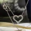 Klassische Marke Herz Anhänger Einfache Edlen Schmuck 925 Sterling Silber Weiß Topas Cz Diamant Liebe Frauen Hochzeit Schlüsselbein Halskette