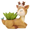 1 Piece Cartoon Deer Flowerpot Succulent Planter Pots Animal Sika Craft Desktop Cactus Flower Pot Fairy Garden Decor Y200709