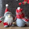 Newchristmas Gnomes Dekorationer Buffalo Plaid Plush Handmade Doll Thanksgiving Valentine Home Table Ornament LLF11323