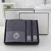 Towel 3Pcs/set Soft Cotton Bath And Face Gray Blue White Quick Dry Towels Gift