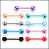 Tongue Rings Body Jewelry Stainless Steel Long Industrial Barbell Ring Nipple Bar Piercing 1.6Mm Tragus Helix Ear 348 Drop De
