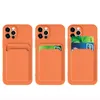Microfiber Soft TPU Liquid Silicone Wallet Cases Camera Lens Protection With Credit Card Holder Pocket For iPhone 13 12 11 Pro MAX 8 7 6 6S Plus SE2