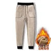 Mens Cashmere Sweatpants Winter Warm Lamb Wool Trousers for Male Lined Fleece Pants Autumn and Casual Joggers 220122