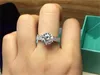 Anéis de prata esterlina 925 sólidos reais para mulheres grandes redondos 3ct 8 corações setas diamante noivado anel de casamento joias de marca
