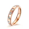 Обручальные кольца Корейский стиль простой темперамент из нержавеющей стали розовое золото внутри и внешняя дуга круглые кольца горный хрусталь женские украшения подарок