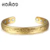 Homod Gold Pattern Magnetic Copper Bangle Bracelet Healing Bio Therapy Arthritis Pain Relief Jewelry Q0719