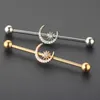 14G Chirurgische stalen industriële oorbellen Moon Star Cartilage Barbell Body Piercing Sieraden voor mannen en vrouwen