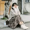 New Japonês Harajuku Outono Inverno Mulheres Midi Saia Cintura Alta Cintura Feminina Saias Coreano Ulzzang Streetwear Elegant Long Saint 210310