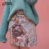 ELFSACK x NEIMY Harajuku Witch Print Lässige Wildleder Damen Miniröcke, Herbst ELF Vintage Hohe Taille, Korean Girly Daily Bottom 210309