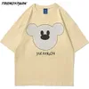 Мужской творческий медведь голова футболка с коротким рукавом TEE хип-хоп негабаритный хлопок повседневная Harajuku Streetwear Top Tshirts мужская одежда 210601