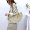 2022 women handbag summer new simple circular straw bag hand-woven woman shoulder bag sweet hollow crocheted beach bags