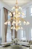 Grandi lampadari di cristallo del fiore europeo LED Lampadari moderni americani di lusso luci Apparecchio Lampade a sospensione lunghe Villa Hall Illuminazione interna domestica Diametro 150 cm