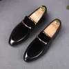 Luxury Fashion Autumn Shadow Patent Leather Groom Wedding Shoes italian style High Quality Slip On Oxford Dress Party Loafers