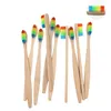 Escova de dentes de dentes de bambu natural ambiente por atacado de madeira escova de dente arco -íris cuidados orais escovas de dentes descartáveis ​​de cerdas macias