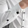 Högkvalitativ silke långärmad tröja Män Klänningskjorta Män Casual T Shirts Business Wedded Tuxedo Shirt Camisa Social Masculina 210527