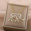 Anhänger Halsketten Kubische Zirkonia Elefant Halskette Für Frauen Retro Boho Tier Zirkon Paar Ästhetische Jewerly Collares