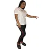 Kvinnor 2 styck sätter Casual TrackSuit Sport Jogger kostym Kortärmad T-shirts + Leggings Solid Färg Outfits Spring Clothes Sportswear 4481