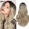 Mixte Noir Cendré Brun Clair Blonde Synthétique Perruque Corps Vague MiddlePart Fibre Résistant À La Chaleur Pour Les Femmes Noires Cosplay Longue Perruqueusine directe