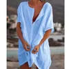 Jocoo jolee femmes lâche rond cou rond solide demi-manches boutons d'été blouse décontractée de base t-shirts plage dame plage plus taille 210619