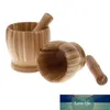 1 set di mortaio e pestello in legno Set di aglio Pugging Pot Herb Mill Crusher Grinding Bowl