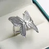 Bague ouverte en pierre de Zircon pour femme, grand papillon, mignon, Simple, en argent Sterling 925, fiançailles, amour, 5206498