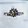 925 sterling silver 1ct 2ct 3ct Romantic style Moissanite Flower shape jewelry Anniversary proposal ring