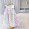 Girls Sleeveless Summer 2021 New Embroidered Butterfly Sling Dress Children's Western-style Net Yarn rainbow Princess Dresses Q0716