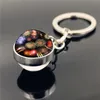 مزدوج الكرة الزجاجية الكون النجم Keychain Solar Moon Keyring Key Holders Bag Hangs Fashion Jewelry Gift Will and Sandy