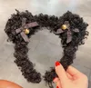 Bear Ear Bell Bowknot Fascia per capelli Accessori per bastoncini per capelli Fascia per capelli in peluche riccio carino Cerchio alla moda morbido per regalo di festa