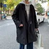 Men's Trench Coats Large Size Black/Beige Coat Fashion Casual Long Men Korean Loose Oversized Windbreaker Jacket Mens Overcoat Viol22