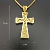 Pendant Necklaces Men's Necklace Iced Out Rhinestones Big Cross For Men Gold Color Stainless Steel Chain Hip Hop Jewelry287P