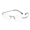 Güneş Gözlüğü 1 PC Rimless Okuma Gözlükleri Erkek Kadın Hafıza Titanyum Presbbiyopik gözlükler Highdefinition Eyewear Görme Bakımı 1047692673