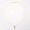 925 Sterling Silver Colorful Cross Pendant Necklace Long Chain Fine Jewelry Collar Corto Doris Verde Rosa Rock Punk Oro