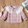 Arrival Spring and Autumn Baby Girl Long-sleeve Cotton Sweet Plaid Shirt Smock Children's Clothing 210528