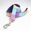 Collare e guinzaglio per cani a pois arcobaleno con papillon per fibbia in metallo grande tessuto di cotone piccolo Y200515