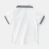 Gentleman Style Boys T-shirts Summer Kids Short Sleeve T-shirt Cotton Turn-Down Collar Children Casual Shirt Child Tops Tees