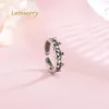 Klusterringar Leouerry 925 Sterling Silver Crown Ring Princess Tail Women Engagement Opening Jewelry Gift