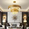 Round Gold Chandelier Lighting K9 Crystal Stainless Steel Modern Pendant Lamp for Kitchen Dining Room Bedroom Bedside Light4299398