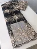 Magnifique tissu en dentelle Jacquard sarcelle, 5 mètres/lot, filet français, broderie de fleurs, perles assorties, maille africaine, matériel pour s'habiller QN7