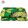 Afrikanskt tryck 100% Polyester Grön bakgrund Tyg Sömnad Blommor Vax Real Material Party FP6364