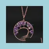 Pendant Necklaces & Pendants Jewelryjewelry Natural Stone Crystal Handmade Ancient Red Copper Tree Of Life Curved Necklace Drop Delivery 202