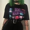 Neko Mancer T-shirt unisexe mignon esthétique grunge noir t-shirt satanique gothique vêtements chemise de sorcière 210306