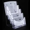 Office Plastic Clear Pamphlet Brochure Holder Literature Acrylic Display Stand A6 Pockets to Insert Leaflet On Desktop 2pcs