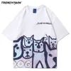 T-shirt herr sommar kortärmad Rolig reflektionshundar tryckta överdimensionerade bomull Casual harajuku streetwear Topp Tshirts 210601