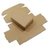 500Pcs Brown Kraft Paper Box Foldable DIY Gift Package Box Jewelry Papercard Boxes for Wedding Celebration Birthday Party